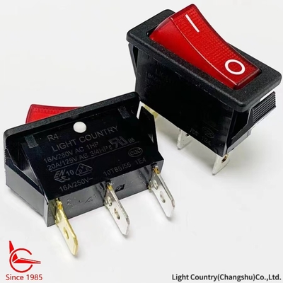 Kırmızı ışıkla iyi kaliteli ON-OFF R4 Rocker anahtarı 33 * 15mm 16A 250V UL VDE