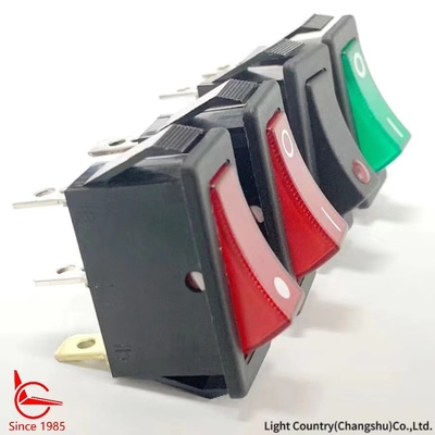 LC R4 Rocker anahtarı ON-OFF 33 * 15mm Yeşil aydınlatılmış 16A 250V UL VDE