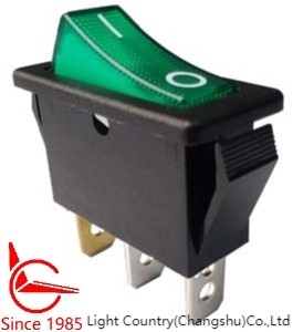LC R4 Rocker anahtarı ON-OFF 33 * 15mm Yeşil aydınlatılmış 16A 250V UL VDE